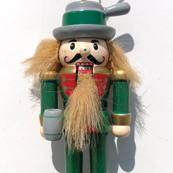 wooden nutcracker Christmas ornament lot 2 soldier and German beer mouth opens - Picture 9 of 13